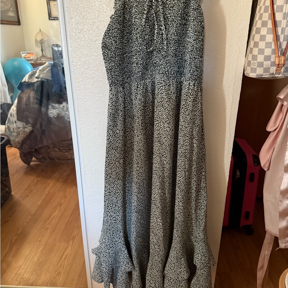 Grace Karin green and White Maxi Dress